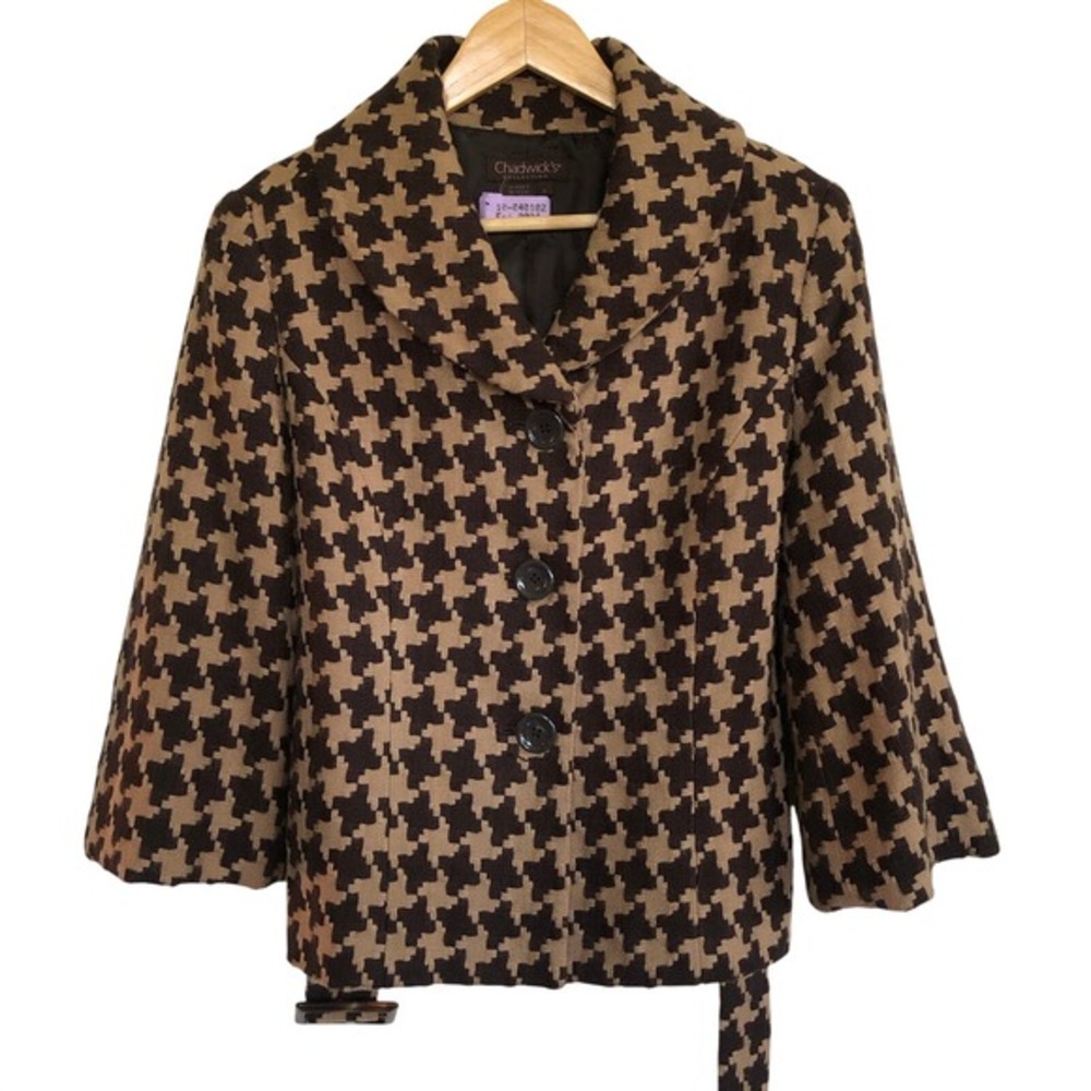 VTG Chadwick's Collection Houndstooth Coat Size 10‎ Tweed 90s Y2K Classic Preppy